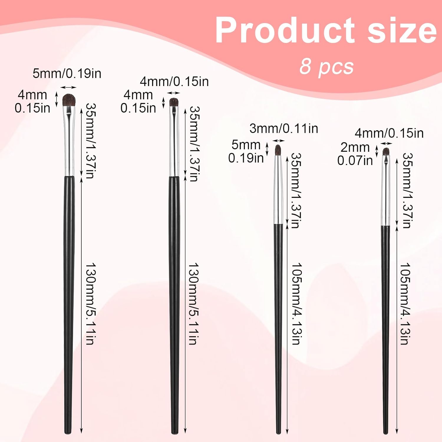 8 PCS Eyeliner Brushes Set, Mini Eye Makeup Brush Set Ultra Thin Brush Precision Fine Point Eyeliner Brush Flat for Eyeshadow, Eyeliner, Powder, Cream & Liquid Concealer - Image 2