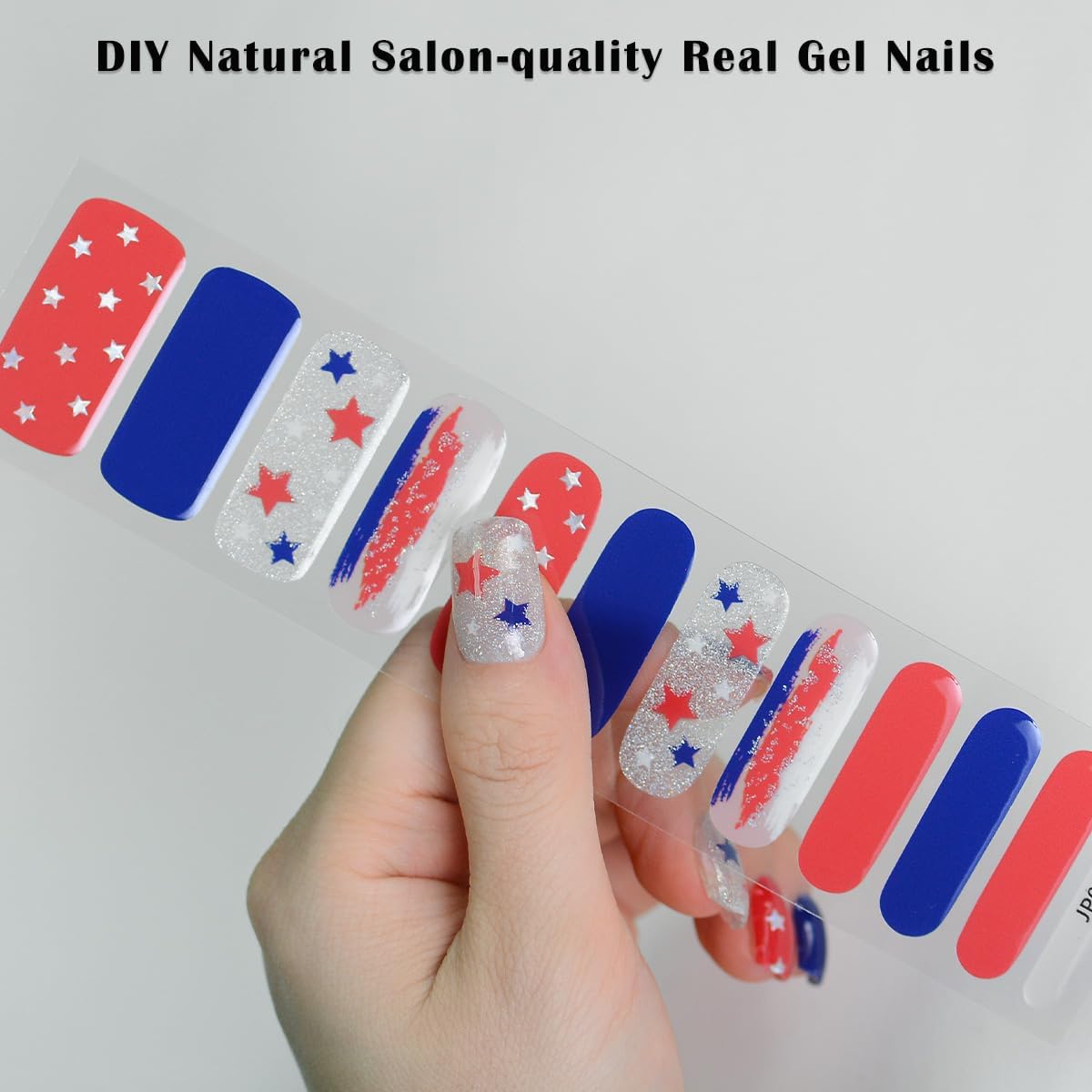 Semi Cured Gel Nail Strips 4th of July Patriotic Extra Long Salon-Quality Gel Nail Stickers Independence Day Long Lasting Nail Wraps for Women Short Nails (Liberalism P11) - Image 2