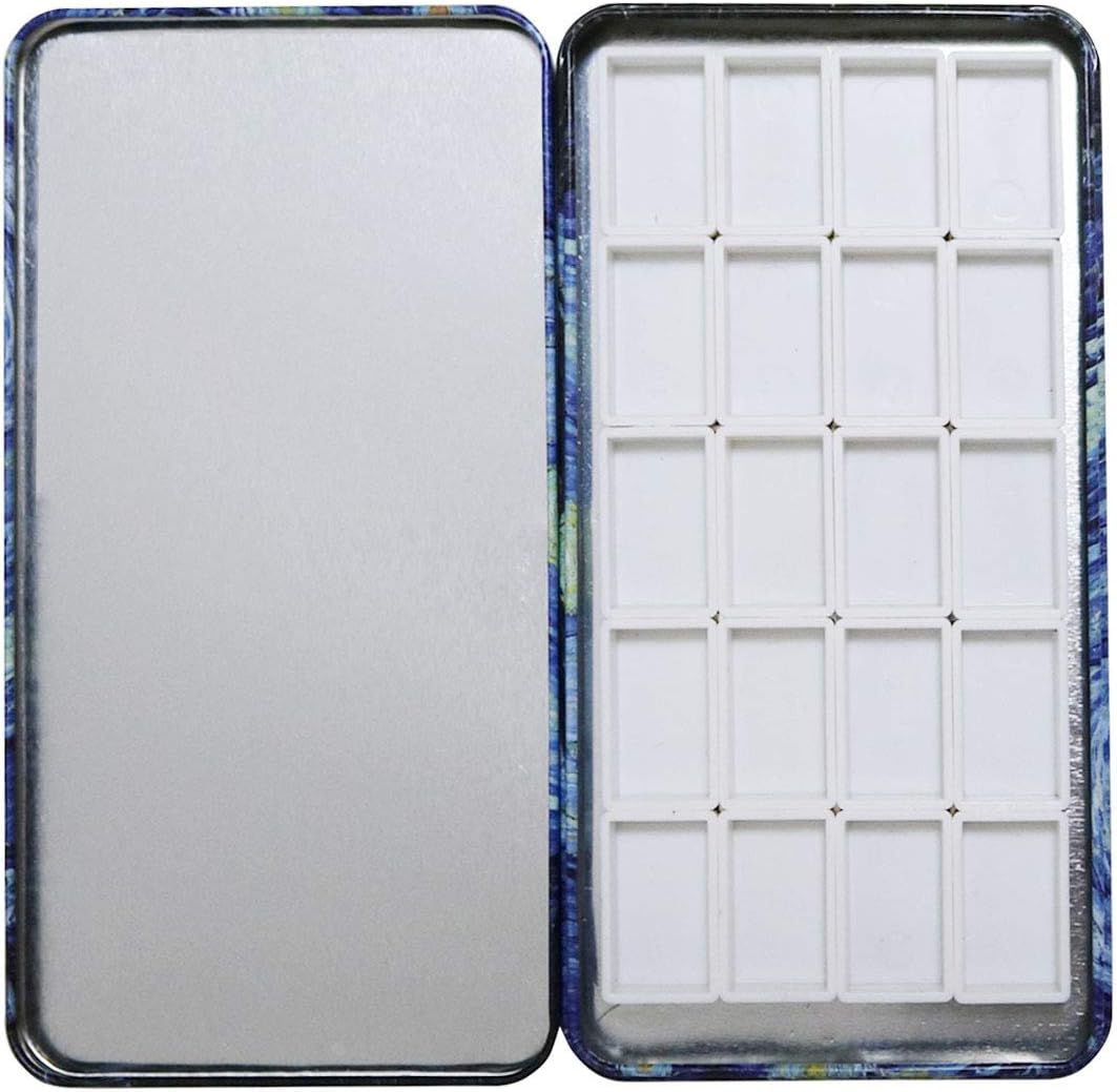 FCLUB Watercolor Tins Palette Paint Case with 20Pcs Full Pans Carrying Magnetic Stripe on The Bottom - Starry Night by Vincent Van Gosh - Image 7