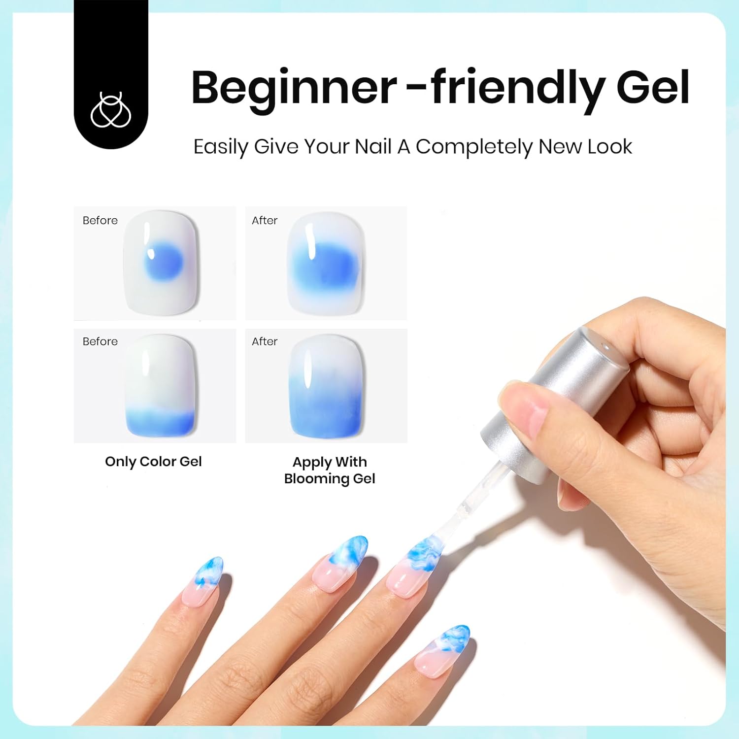 Beetles Blooming Gel Nail Polish, 20ml Hema-Free Clear UV LED Blossom Gel Polish for Spreading Effect Marble Natural Stone Watercolor Floral Soak off Uv DIY Manicure Large Capacity - Image 3