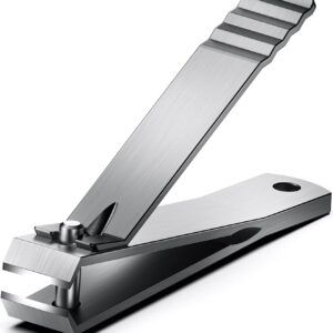 Heavy Duty Straight Blade Nail Clippers for Thick Toenails, Professional Stainless Steel Fingernail Toenail Clippers Trimmers - Thick Wide Jaw Toe Nail Clippings for Seniors, Men & Women - Silver