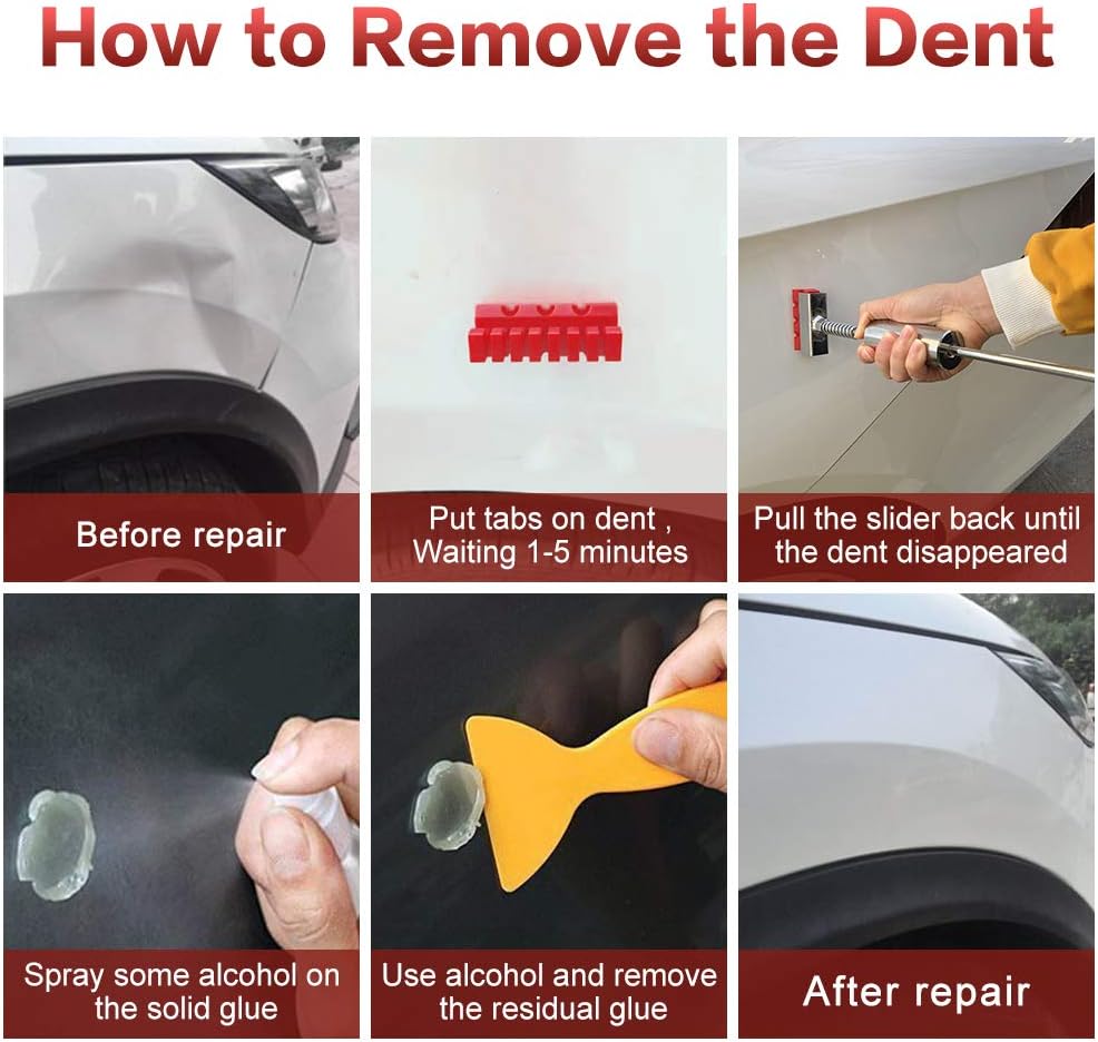 Dent Puller - Dent Remover with T bar Dent Puller and Upgraded Dent Puller Tabs for Car Dent Repair and Metal Surface Dent Removal - Image 3