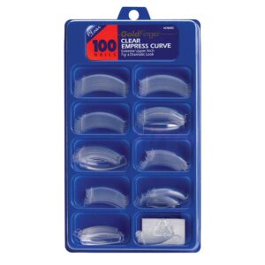 Gold Finger 100 Pcs Acrylic Clear Fake Nails Tip Empress Curve Arch Full Cover Clear Press on Nails DIY Nail Art Nail Extension Artificial French Nail