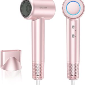 Hair Dryer, High-Speed Ionic Low Noise Blow Dryer with Brushless Motor for Fast Drying, Thermo-Control Quiet Compact Hair Blow Dryer, Hairdryer with 1 Nozzle Attachments for Home Salon Travel