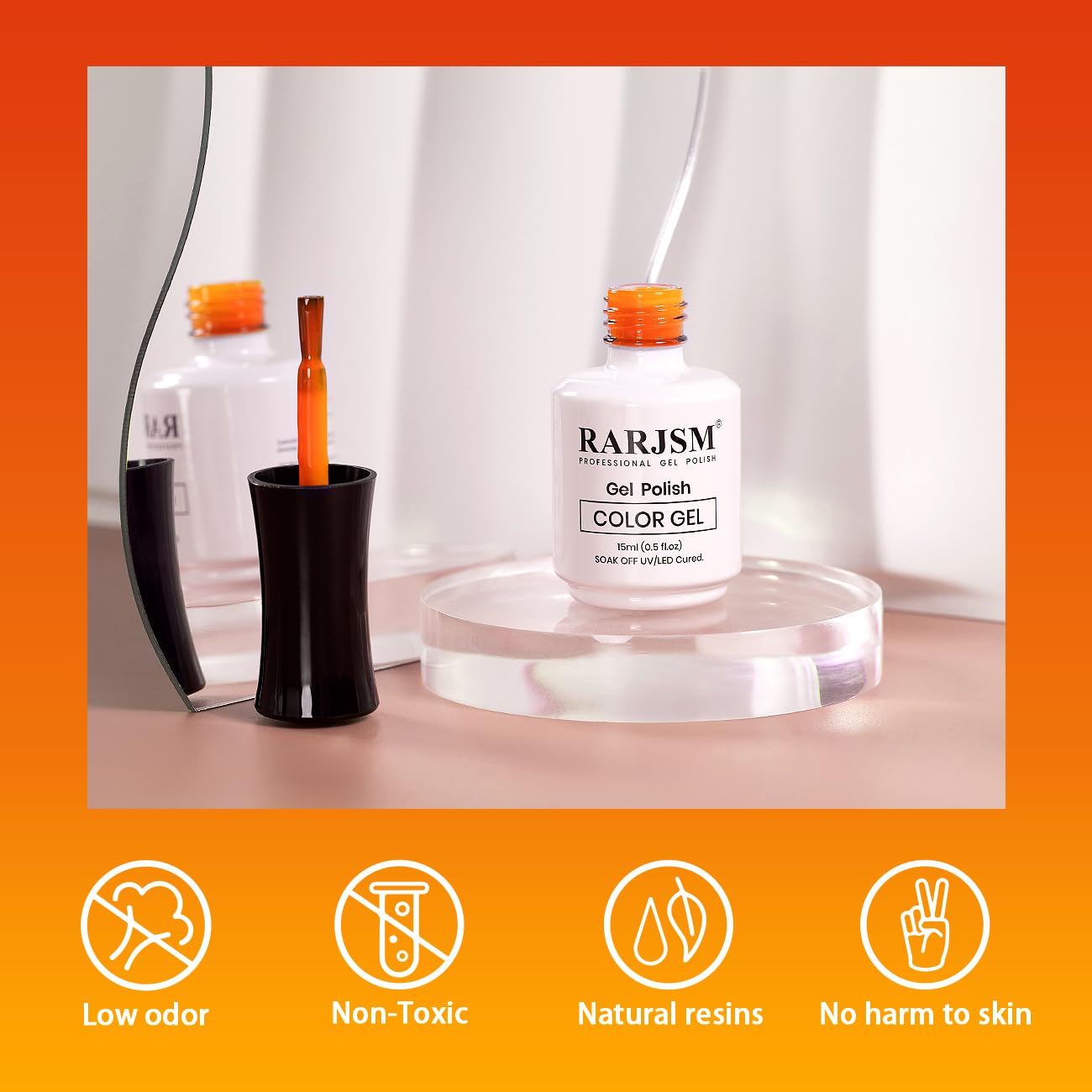 RARJSM Color Changing Gel Nail Polish Orange to Yellow 15ML Mood Changing Gel Nail Polish Soak off UV Temperature Change Gel Polish for Nail Art Manicure Salon DIY at Home - Image 5