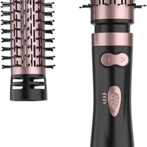ANWA Rotating Hair Dryer Brush, 4-in-1 Hot Air Styler and Rotating Brush, Rotating Blow Dryer Brush with 2 Detachable Brushes(1.5"& 2"), Black