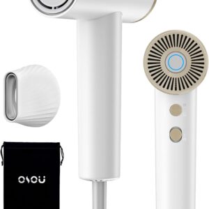 Ionic Travel Hair Dryer, High-Speed Blow Dryer - 150,000 RPM Brushless Motor, 500 Million Negative Ions, Ultra-Light & Small, Smart Temp Control, Quiet Hairdryer for Women, Men