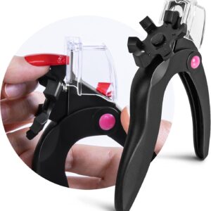 AIRSEE Adjustable Acrylic Nail Clippers with Sizer & Catcher, Nail Tip Cutter with Length Dial, Professional Stainless Steel Trimmer for Fake False Nails, Nail Extensions, Manicure Salon Home, Black