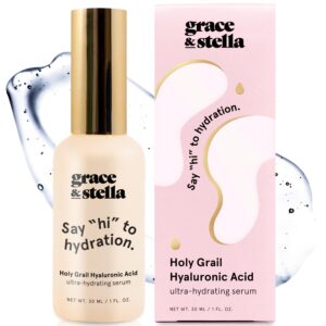 grace & stella Award Winning Hyaluronic Acid Serum (30ml/1 fl oz) Hydrating Hyaluronic Acid Serum for Face - Acido Hialuronico for Women - Remove Fine Lines, Wrinkles, Anti Aging - Vegan Skincare