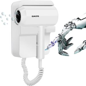 Hotel Wall Mounted Hair Dryer for Bathroom,Restroom Professional Blow Dryer,with Stand Rack,Specialised Motor for Salon,Fast Drying - Gifts【Massage air Cushion Comb,Screws+ Adhesive】 110V