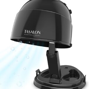 TASALON Ionic Hooded Dryer - 1875W Bonnet Hair Dryer, 3 Heating Settings, Sit Under Hair Dryer for Home and Salon, Portable Hair Dryer with Hood, Height Adjustable Hooded Hair Dryer-Black