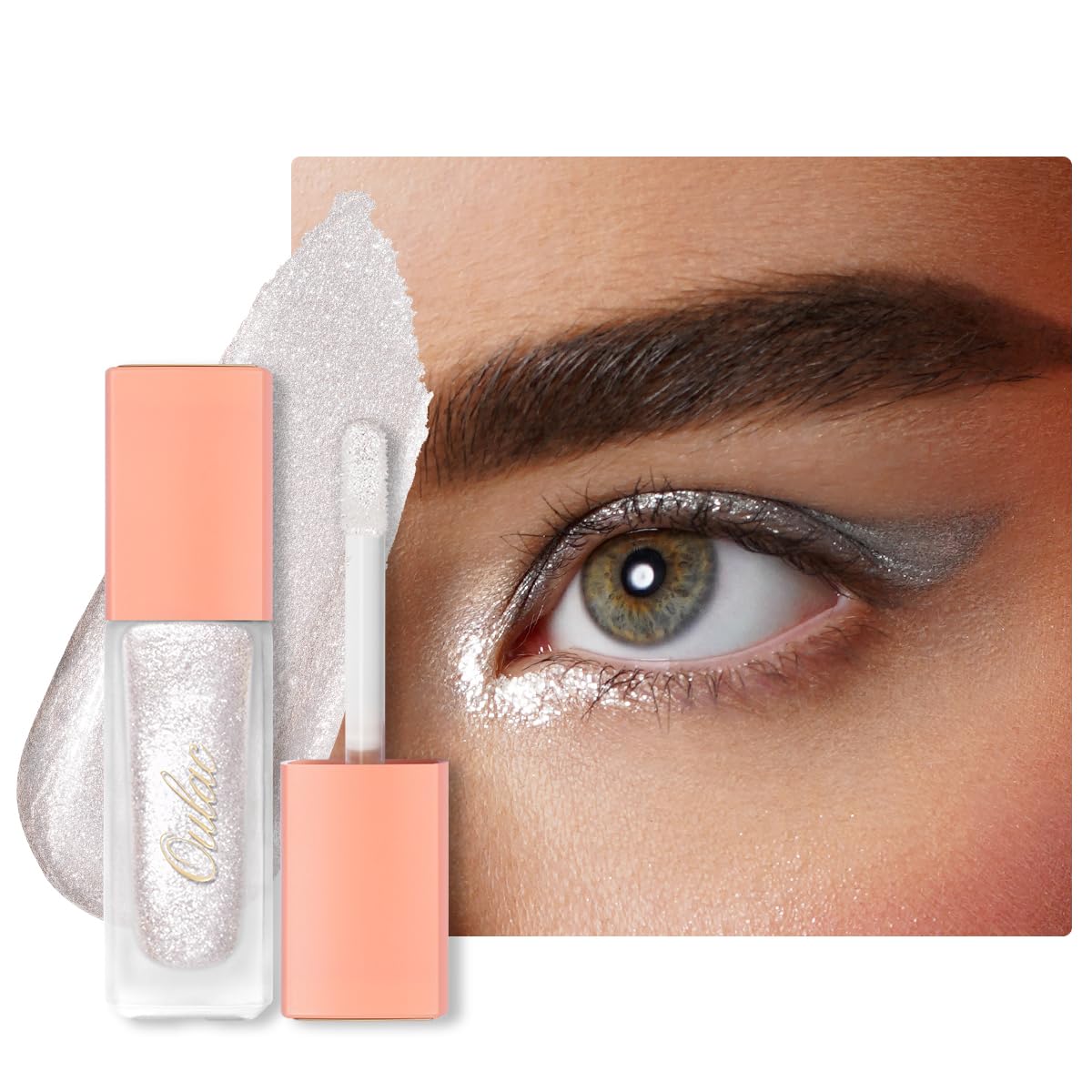 Oulac Liquid Glitter Eyeshadow - White Shimmer Eye Makeup | Non-Creasing, Lightweight, Moisturizing Formula - Easy to Remove. Vegan & Cruelty-Free (27)