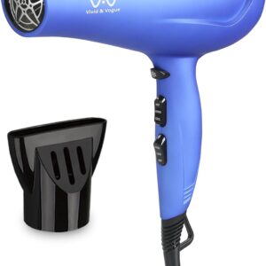 Salon Professional Negative Ionic Blow Dryer Hair Dryer 1875W High-Power Ceramic Hair Blower (Blue)