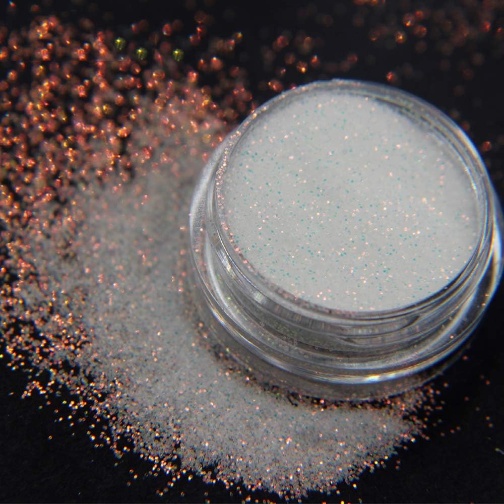 10g 0.2mm Shimmer White Rainbow Nail Glitter Holographic Shining Sugar Nail Glitter Candy Coat Powder Sugar Coating Effect Powder Nail Pigment Powder Nail Art Decorations Dust Diamond Dust for Nails - Image 6