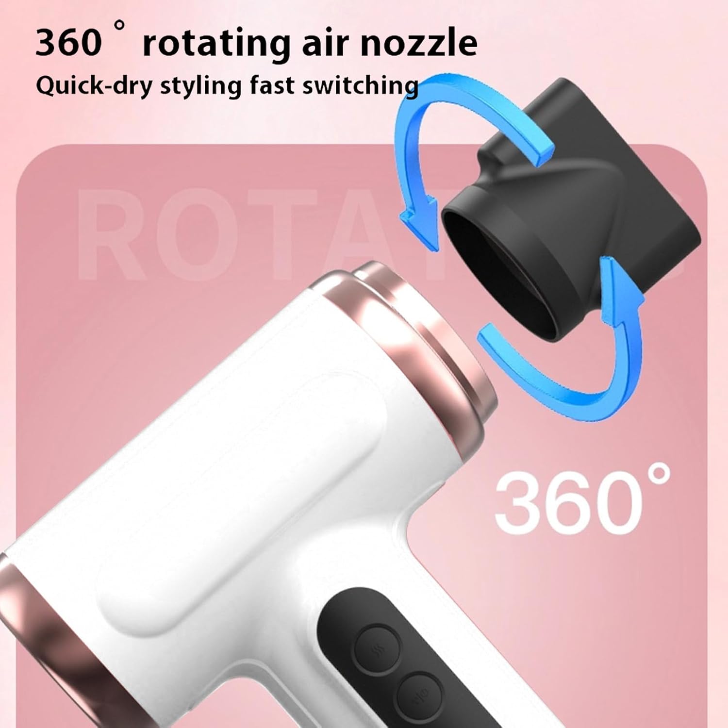 Cordless Hair Dryer,15000mAh Rechargeable Hair Dryer,3 Adjustable Cold Hot Wind,200W Battery Operated Hair Dryer for Travel Camping - Image 4