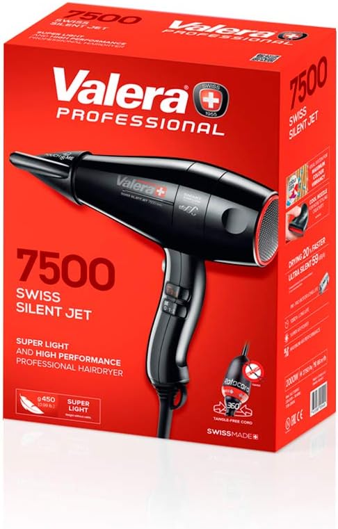 Valera, Swiss Silent Jet Light 7500, Professional Hairdryer, Ionic Hairdryer with Powerful PM Pro Motor, 6 Temperature and Airflow Settings, Flexible Anti-Twisting Cable, 1600 W, Black - Image 5