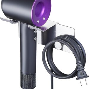 Hair Dryer Holder Wall Mounted, Stainless Steel Blow Dryer Holder, Hair Tool Organizer for Bathroom, Adhesive Hair Dryer Storage Organizer for Wall, Hanger for Hairdryer Blow Dryer
