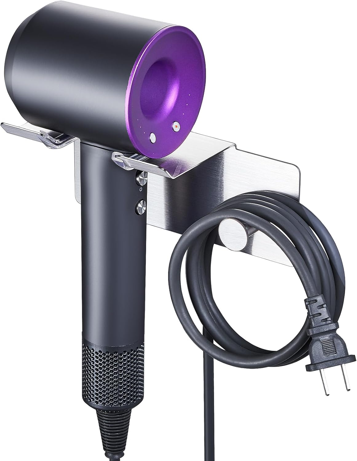 Hair Dryer Holder Wall Mounted, Stainless Steel Blow Dryer Holder, Hair Tool Organizer for Bathroom, Adhesive Hair Dryer Storage Organizer for Wall, Hanger for Hairdryer Blow Dryer