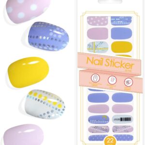 KING HORSE 22pcs Multicolor Polka Dot Gel Nail Stickers Long Lasting UV Free Nail Strips