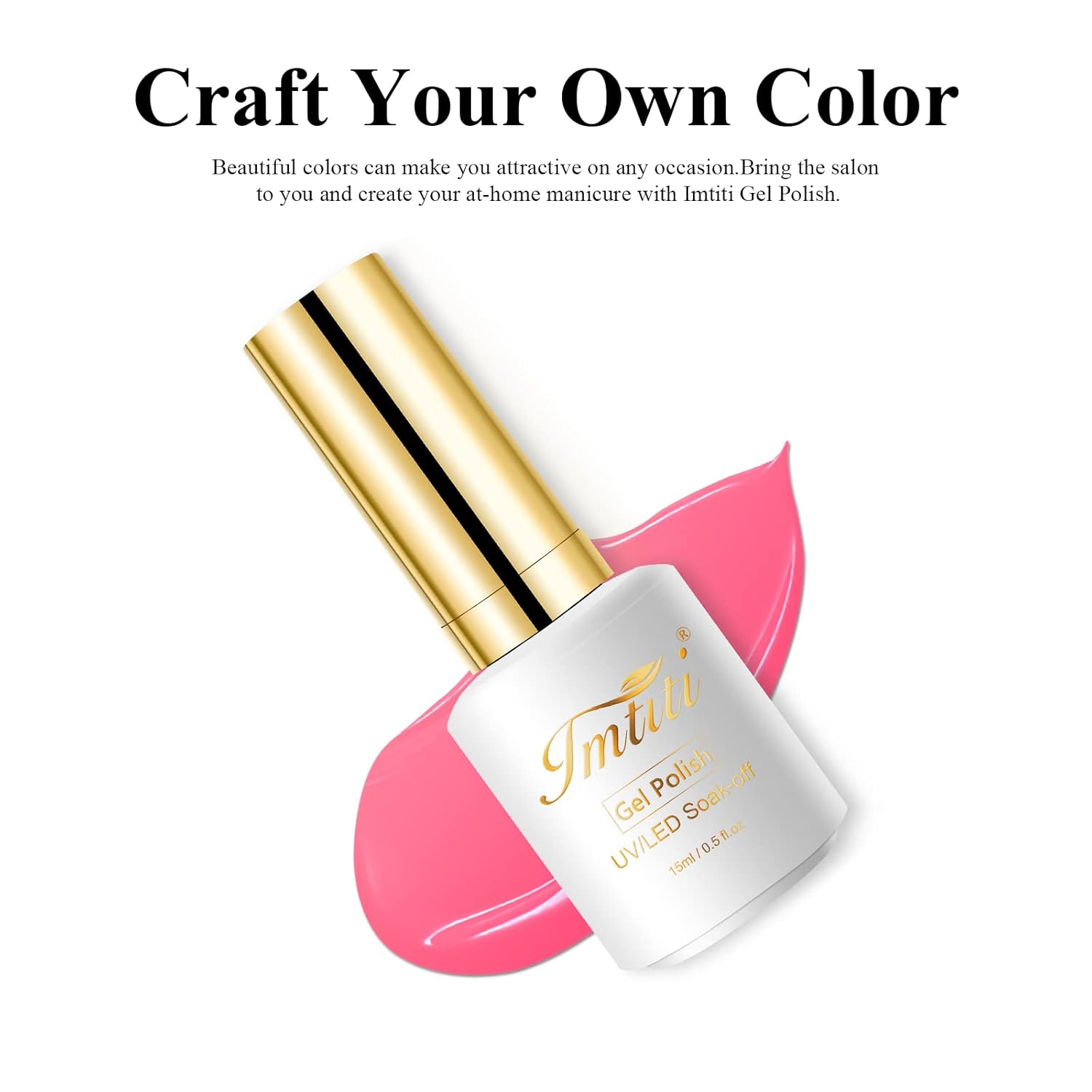 Imtiti Neon Gel Nail Polish - 0.5 Fl Oz Neon Pink, LED/U V Soak Off, DIY Nail Art Starter Kit - Image 2