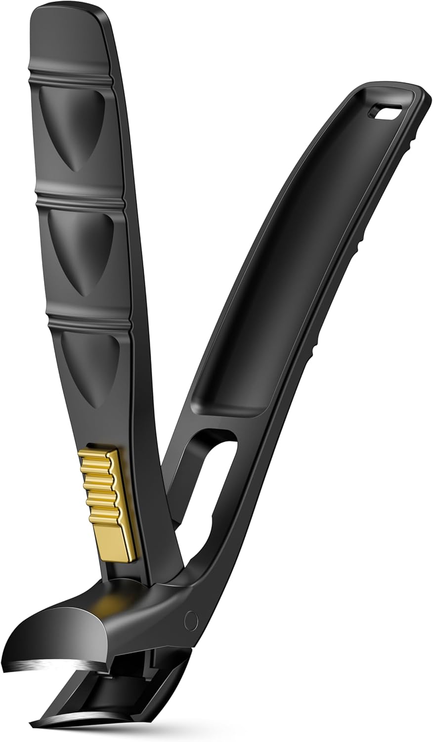 BALUCA Curved Cutting Jaw Toenail Clippers for Seniors for Thick Toenails, Ergonomic Large Toe Nail Clippers for Men, Long Handle Fingernail Clipper Cutter with Catcher - Black