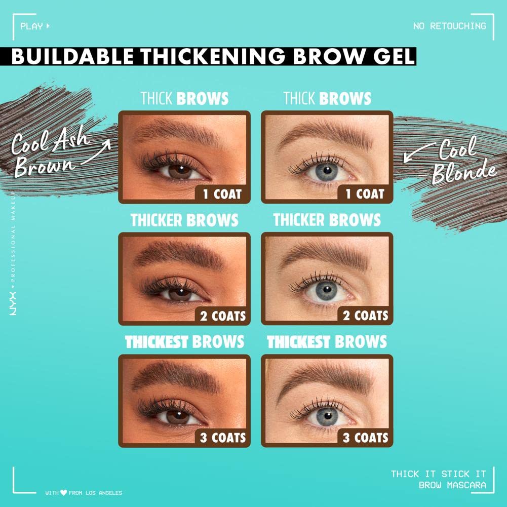 NYX PROFESSIONAL MAKEUP Thick It Stick It Thickening Brow Mascara, Eyebrow Gel - Cool Ash Brown - Image 6
