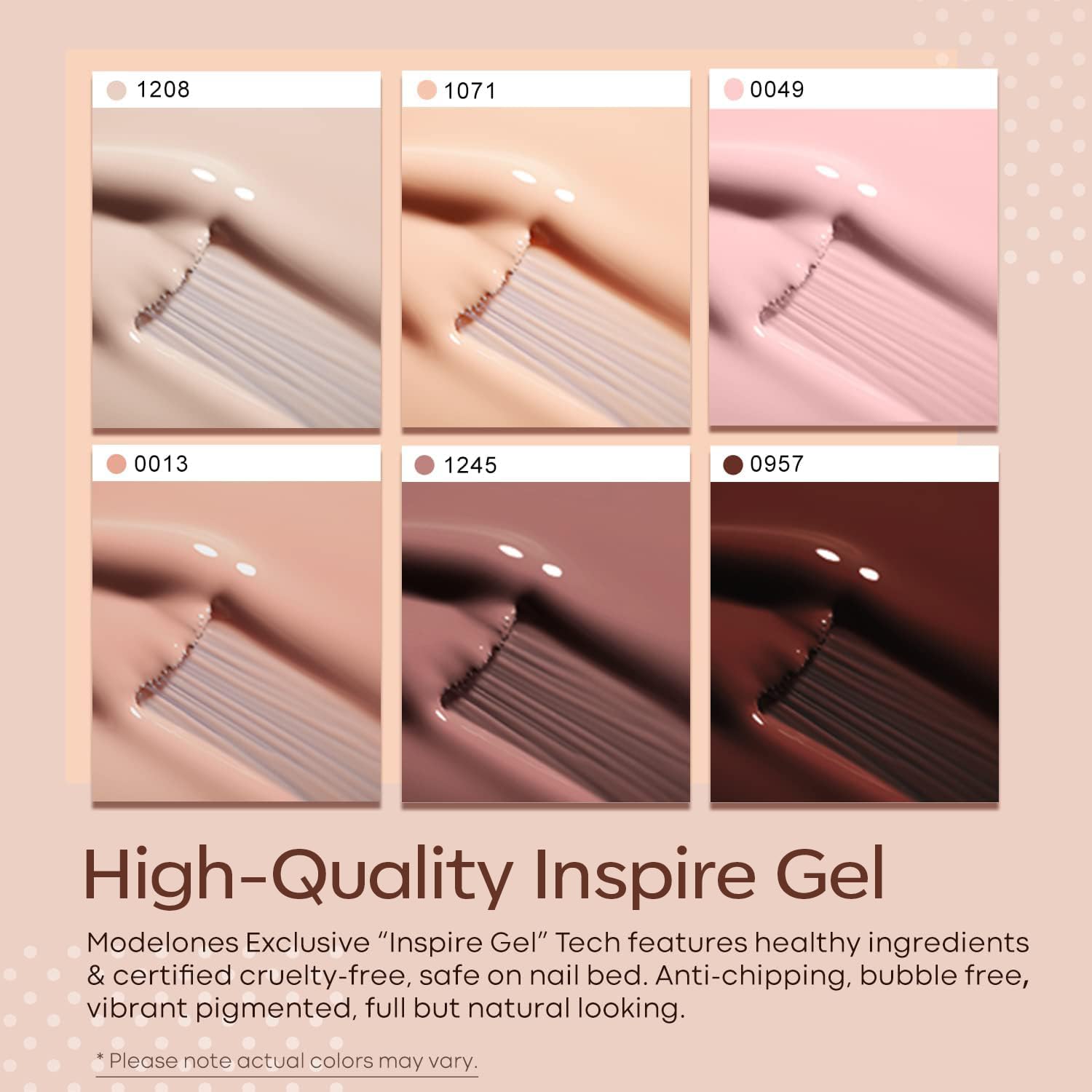 modelones Gel Nail Polish Kit -6 Colors Nude Pink Gel Polish Set Skin Tones Neutral Brown Soak Off Gel Nail Kit Manicure DIY Nail Art Salon Home Gift - Image 3