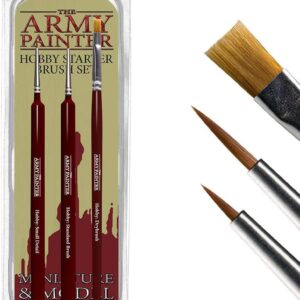 The Army Painter, Hobby Starter Brush Set, 3 Paint Brushes for Acrylic Paint incl. Drybrush, Detail & Standard Size - Model Brush for Miniature Fantasy Painting