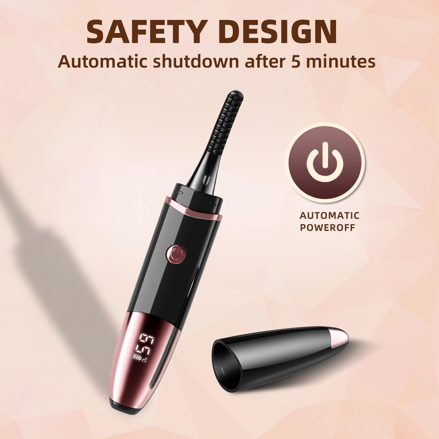 Heated Eyelash Curler, Fast Heat up Within 10s, 24 Hours Long Lasting, Rechargeable Electric Eyelash Curler, Temperature Control, Mini Lash Curler Safe Anti-Burn Eyelash Curle, with LED Display-black - Image 6
