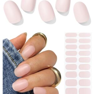 Semi Cured Gel Nail Strips (Matte Milky Pink), Translucent, 20 PCS Gel Nail Wraps, Stickers, UV Light Required, Salon Quality, Long Lasting