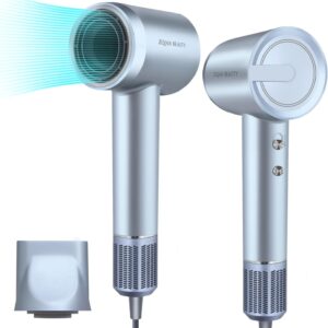 Hair Dryer, High-Speed Blow Dryer with 110,000 RPM Brushless Motor, 200 Million Negative Ionic Hair Dryer, Fast Drying Low Noise Hairdryer with Magnetic Concentrator Nozzle (Silver Blue)