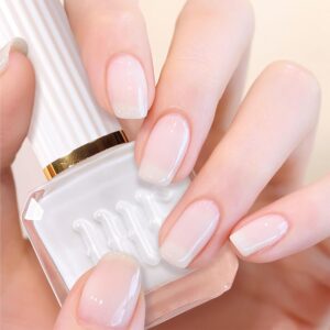 COSMOO Jelly White Nail Polish, 12ml Cream White Quick Dry Nail Lacquer for Nail Art Varnish, 0.41 fl oz