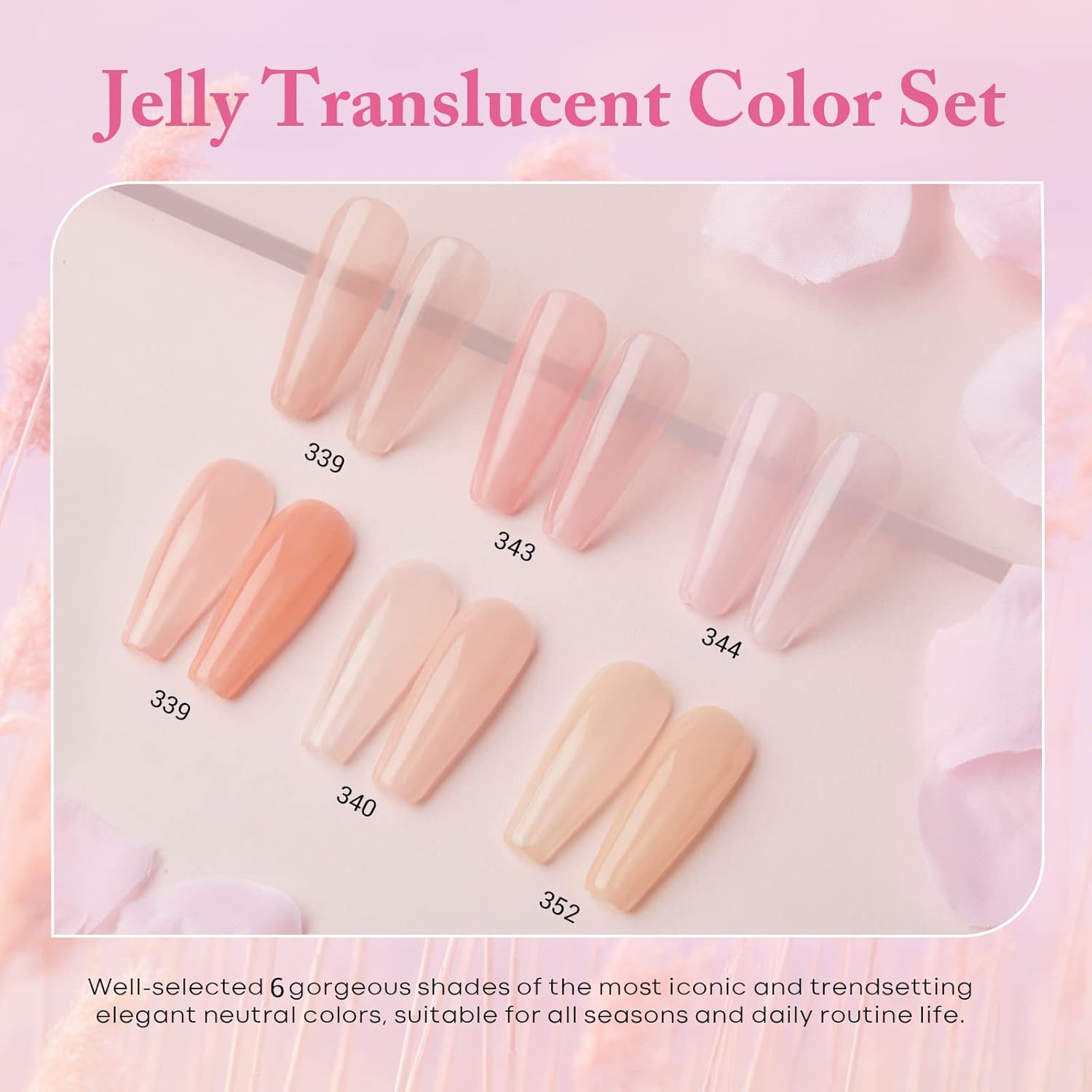 AZUREBEAUTY Dip Powder Set 6 Pcs Translucent Nude Pink Sheer Color, Natural Clear Dipping Powder Milky Jelly Effect French Nail Art Starter Manicure Salon DIY at Home - Image 9