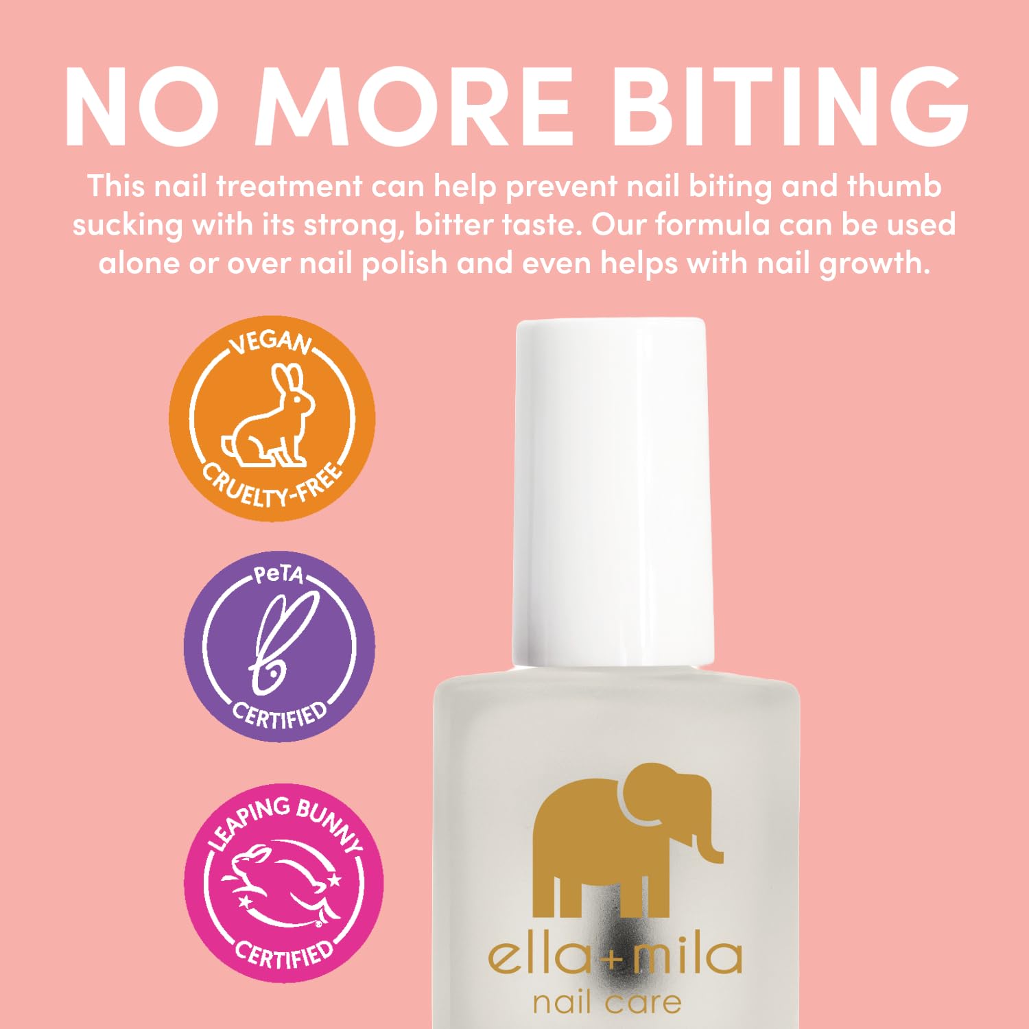 ella+mila "No More Biting" Nail Polish - Bitter Taste Nail Biting Treatment for Kids & Adults - Effective Thumb Sucking Stop for Kids (0.45 fl oz) - Image 3