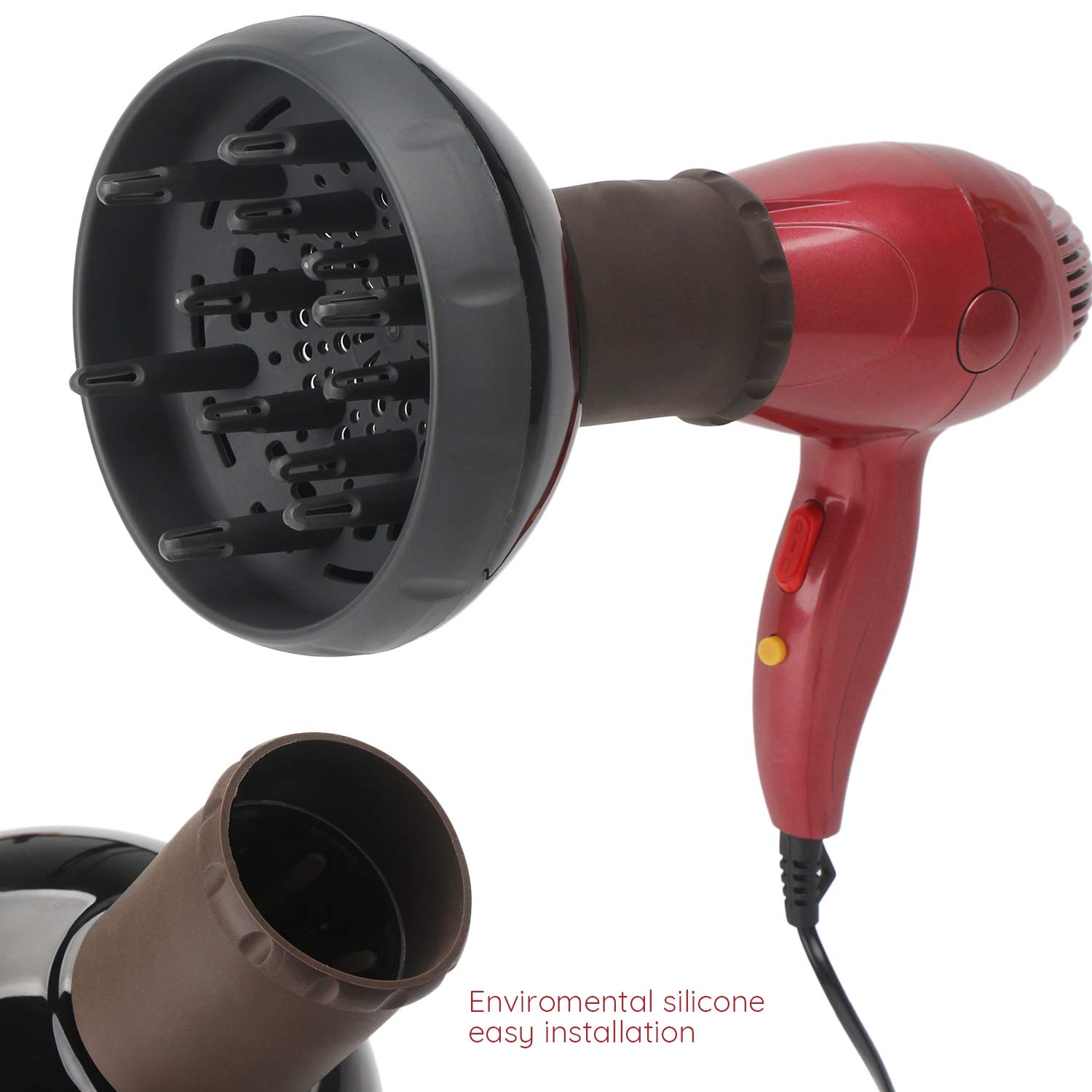 Segbeauty Hair Diffuser for Curly Hair, Upgraded Adjustable Air Flow, Deep Bowl, Professional Salon Frizz-free Fast Dry Diffuser Attachment with 1.57"-1.97" Nozzle, Black - Image 6