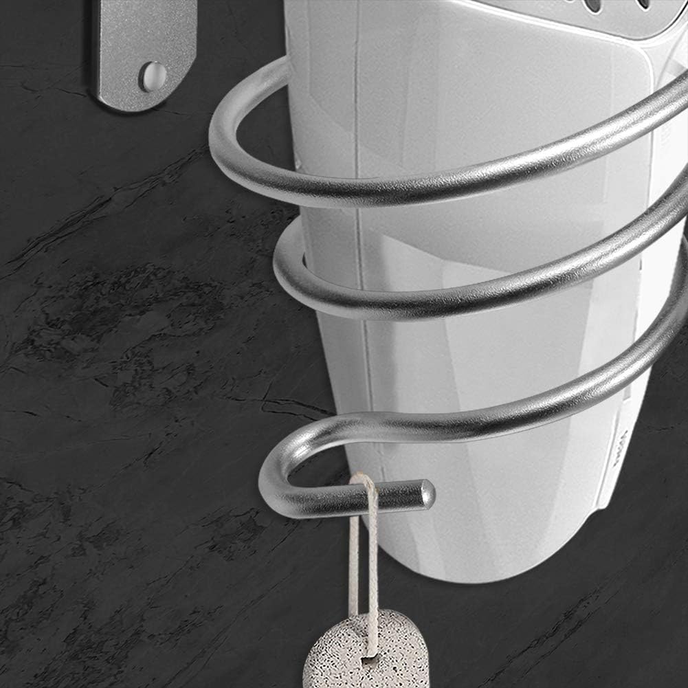 hicorfe Bathroom Hair Dryer Holder Hair Care Tools Holder Wall Mount (Bright White) - Image 4