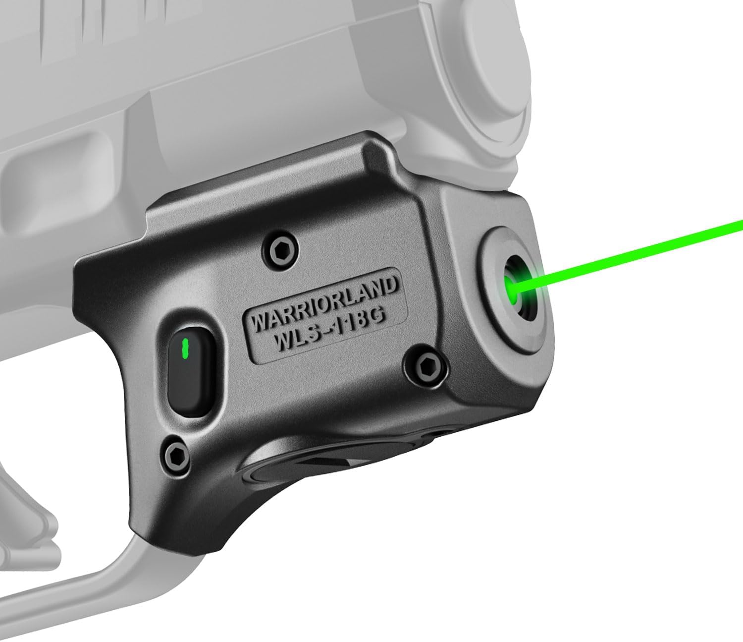 WARRIORLAND Green Laser Sight Fit Springfield Armory Hellcat (Not Fit Hellcat Pro), First Green Beam Sight with Power Indicator, Hellcat Laser with Ambidextrous On/Off Switch, WLS-118G, Black