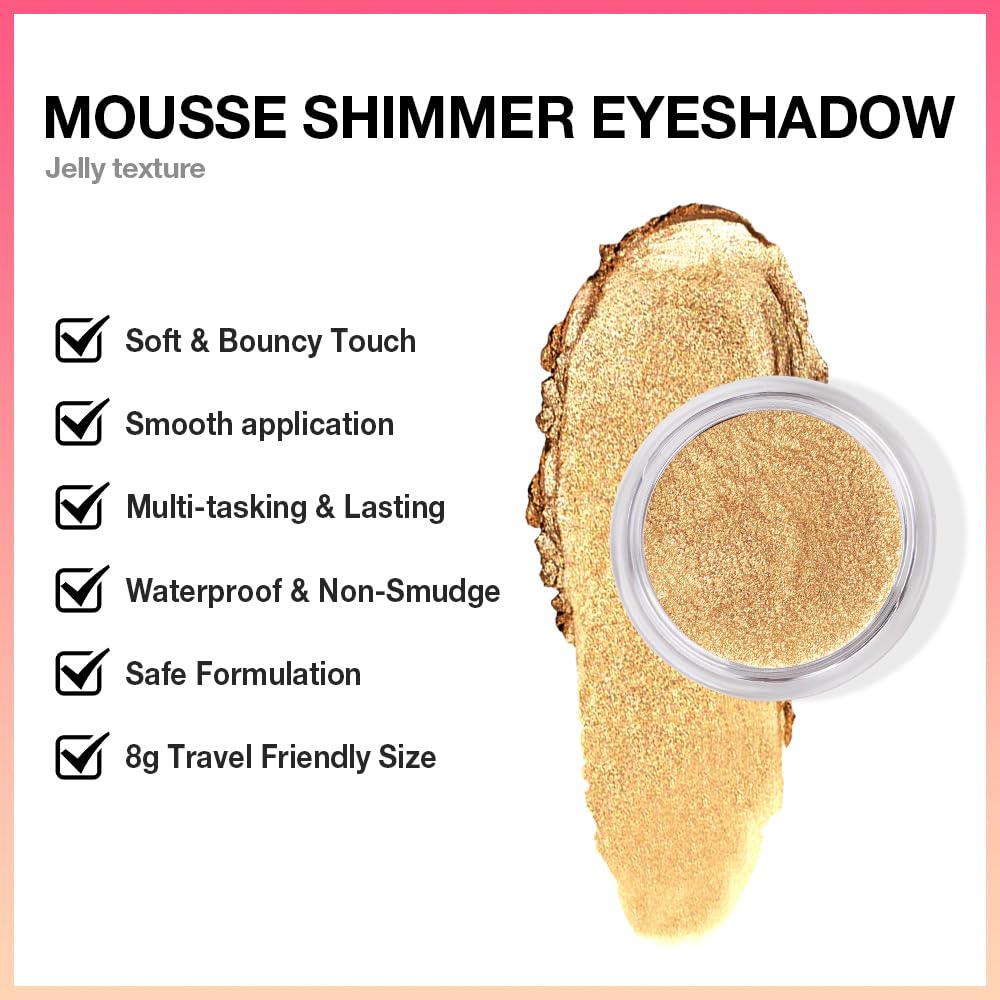 Cream Glitter Golden Yellow Shimmer Metallic Eyeshadow Palette Makeup, Natural Single Mini Instant Holographic Eyeshadow For Older Women, Sombras Crema Para Ojos, Talc, Paraben&Cruelty Free - Image 5