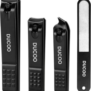 Nail Clipper Set, 4 PCS Ultra Sharp Nail Clippers for Men, Women, Adults Toenail Fingernail Clippers, Stainless Steel Nail Cutter & File, Black