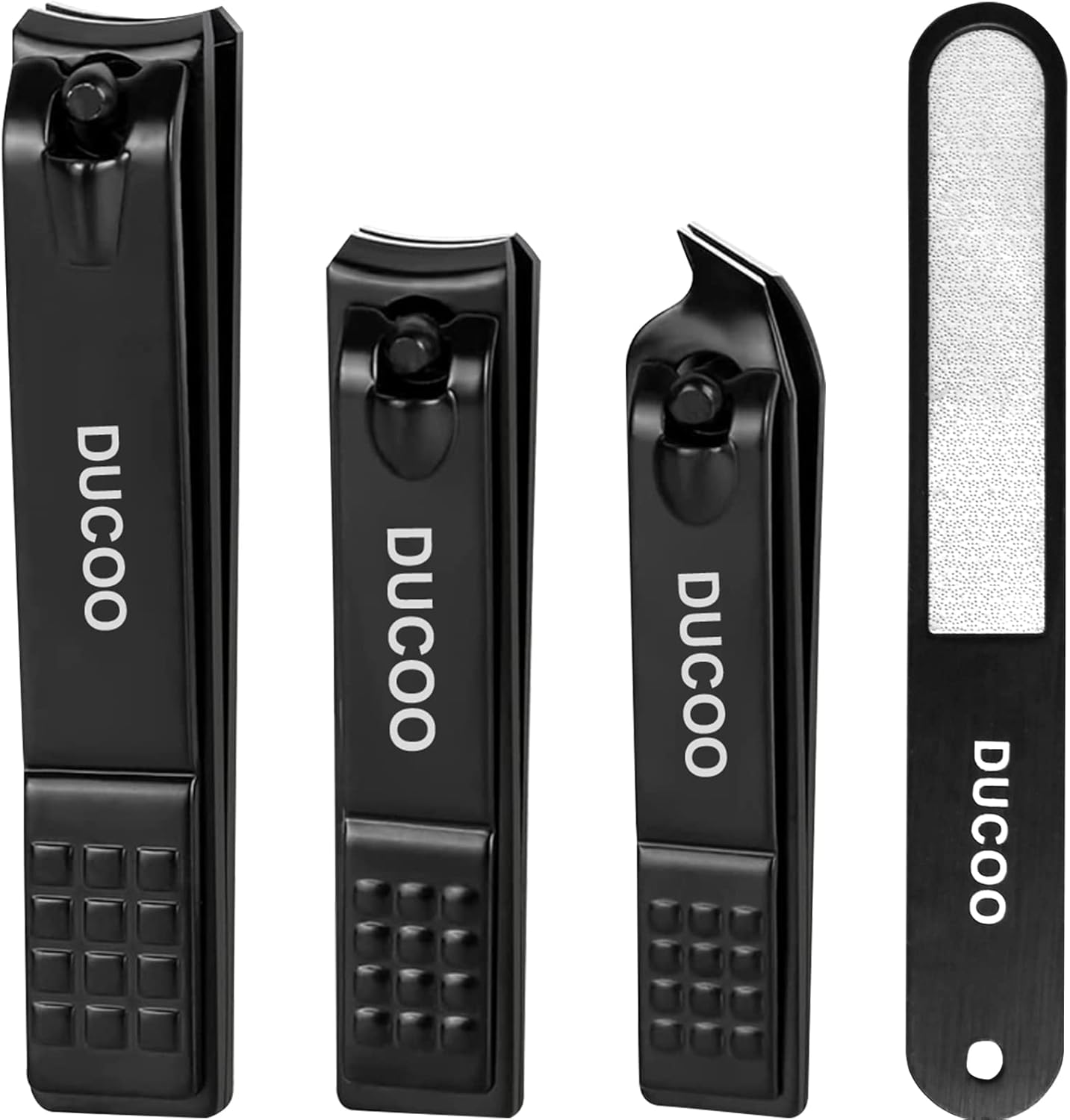 Nail Clipper Set, 4 PCS Ultra Sharp Nail Clippers for Men, Women, Adults Toenail Fingernail Clippers, Stainless Steel Nail Cutter & File, Black