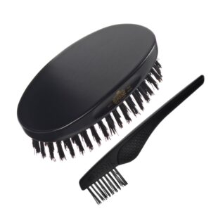 Kent MN11 Finest Men's Hair and Facial Brush for Beard Care - 100% Natural Black Boar Bristle Brush for Mens Grooming, Scalp Stimmulating, 360 Wave, and Beard Straightener For Men's Hair Care