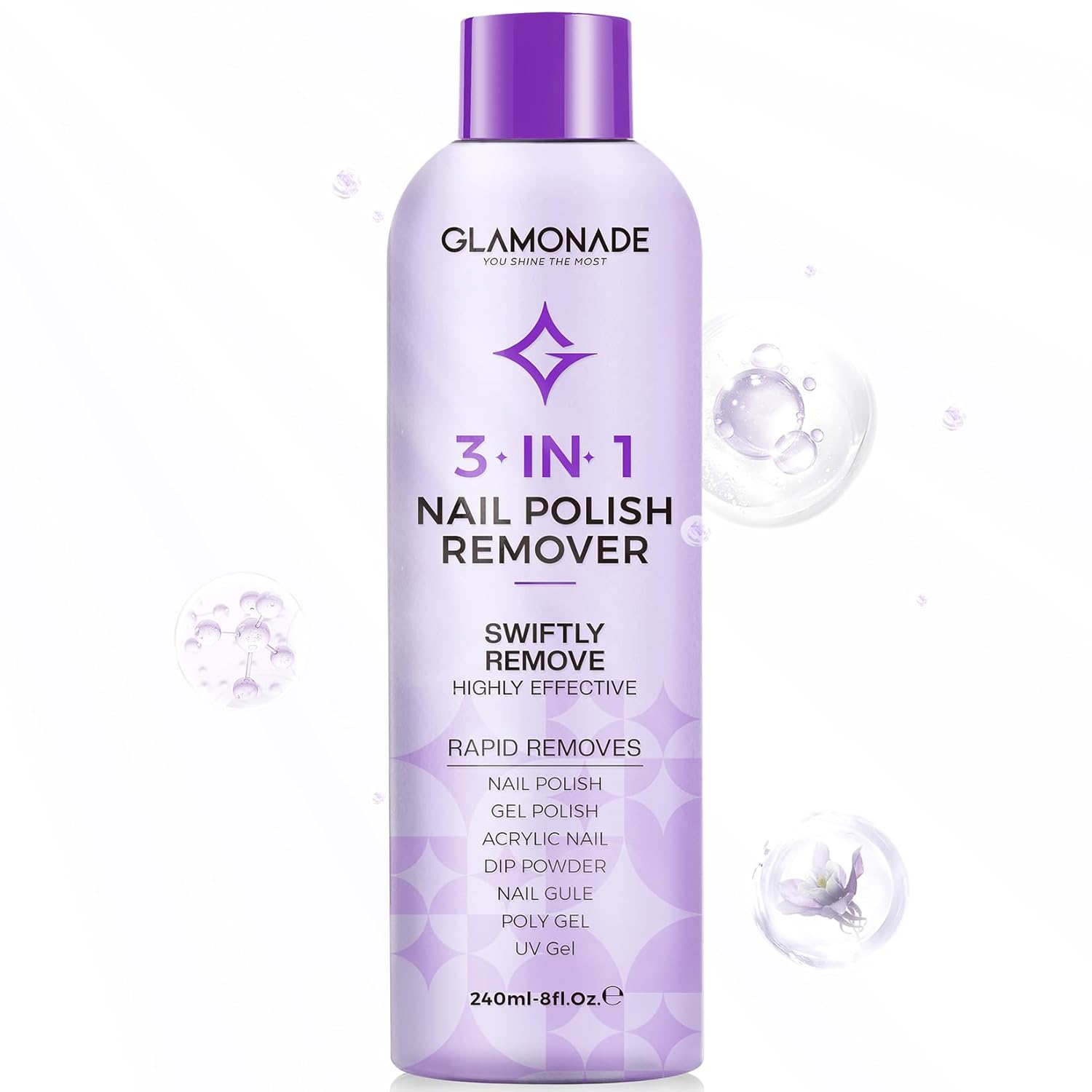 Acetone Nail Polish Remover: Professional Soak off Gel Nail Polish Remover Enriched with Natural Grape Seed Oil 8 Fl Oz for Gel Acrylic Nail Glue Dip Powder for Home Salon