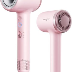 Hair Dryer, Wavytalk Turblow Pro Fast Drying Blow Dryer, High Speed Hair Dryer for Women with 110,000 RPM, Pro Negative Ions for Reduces Damage, Frizz Smoothing, 3 Speeds &3 Temps, One Cool Shot, Pink
