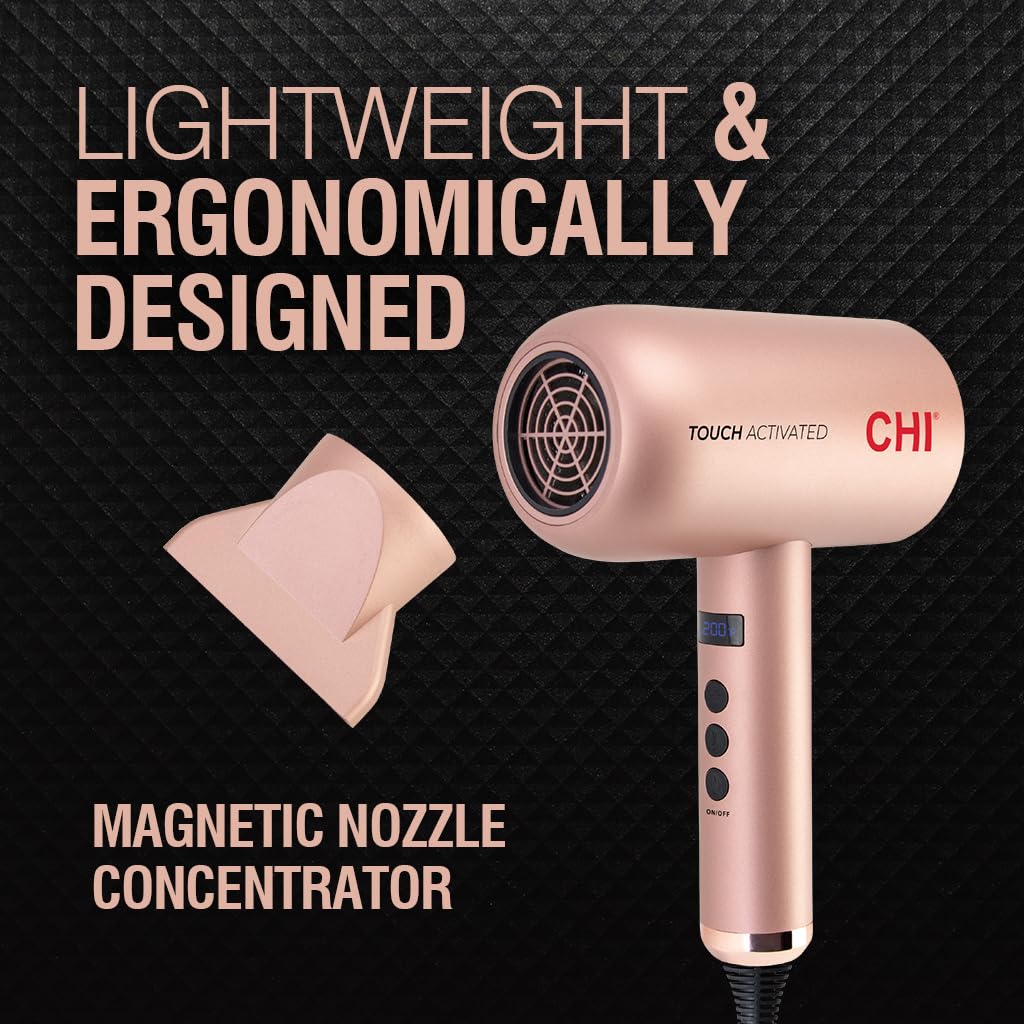 CHI Touch Activated Compact Hair Dryer, Hair Dryer for Smooth & Voluminous Hair, Quick-Drying for Shiny, Frizz-Free Hair, Lightweight & Low Noise - Image 4