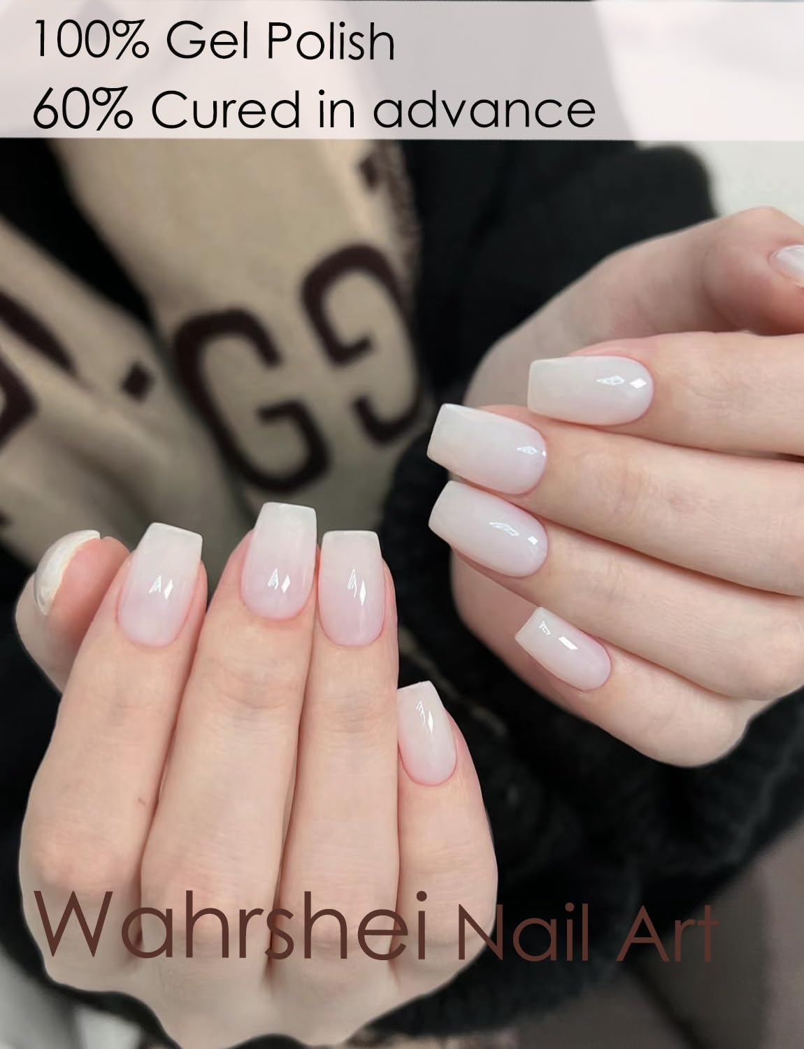 Semi Cured Gel Nail Strips, Jelly Milky White 20pcs Gel Nail Stickers Work with UV, Gel Nail Wrapsfor Home Nail Art DIY, Easy to Use and Remove - Image 5