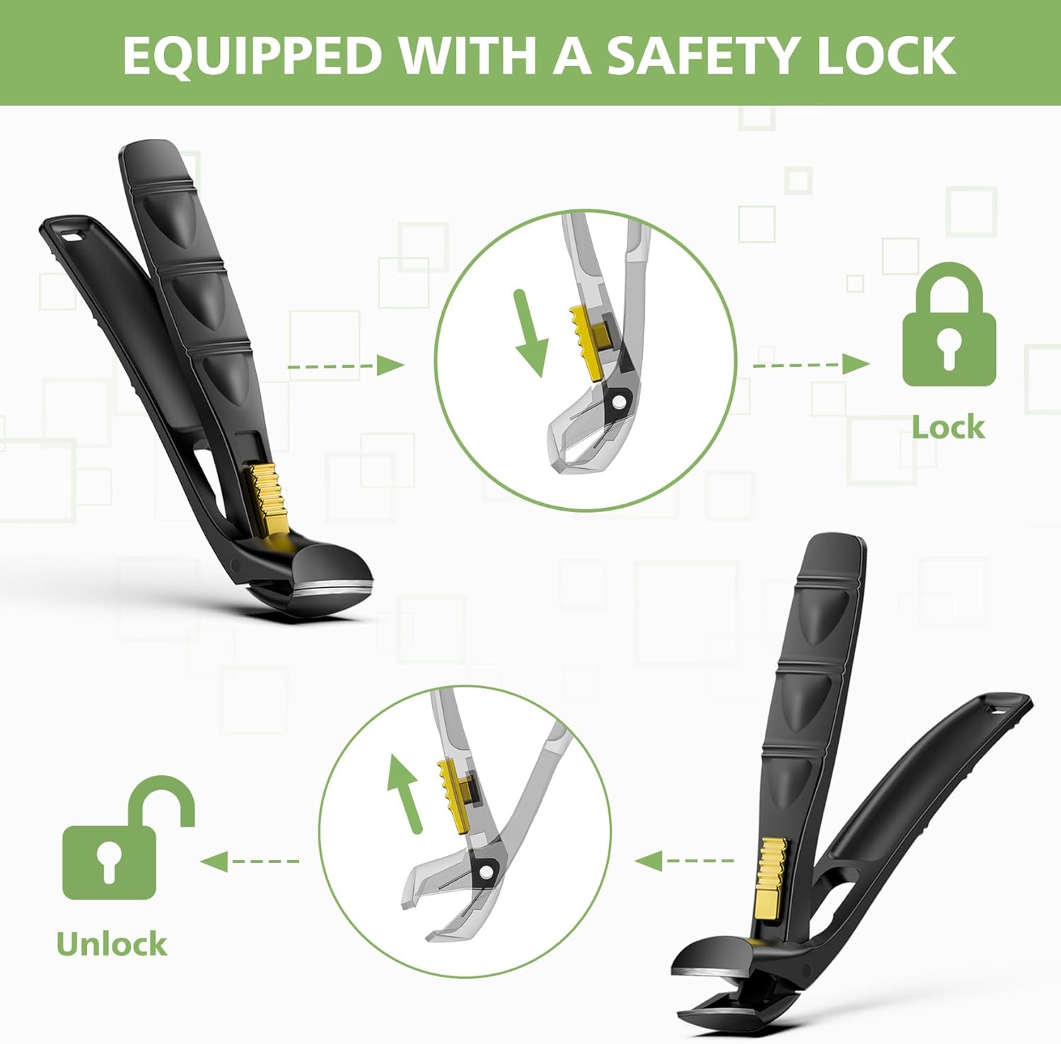 BALUCA Curved Cutting Jaw Toenail Clippers for Seniors for Thick Toenails, Ergonomic Large Toe Nail Clippers for Men, Long Handle Fingernail Clipper Cutter with Catcher - Black - Image 4
