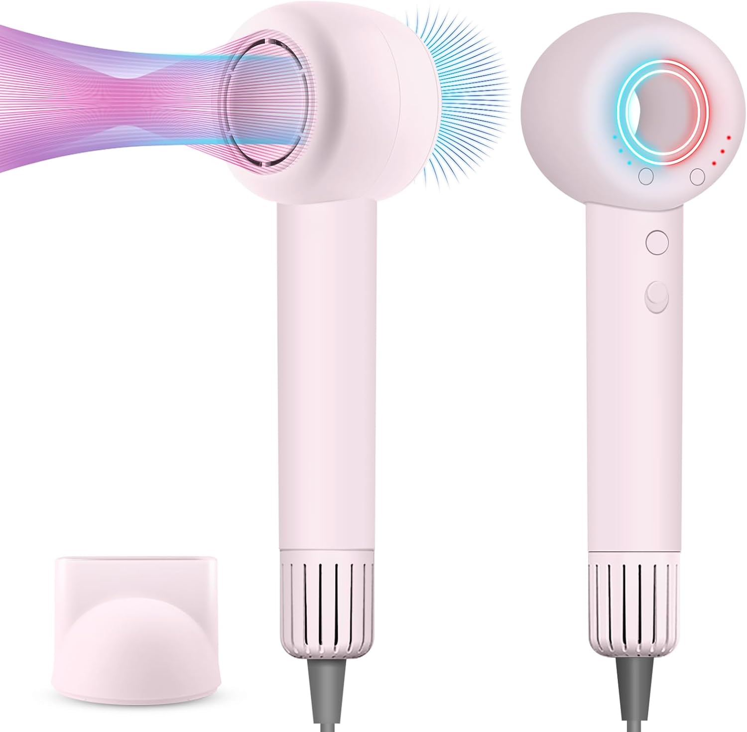 High Speed Hair Dryer, 160000 RPM Brushless Motor 500 Million Negative Ionic Blow Dryer, Travel Fast Drying Hairdryer, Low Noise, Lightweight, Blowdryer with Nozzle, Home Use,Pink