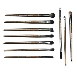Natural Goat Hair Makeup Brushes Set of 10, Professional Natural Hair Cosmetic Brushes with Case, Beech Wood Handle. Super Soft Bristles, Variety of Brushes. Face Brushes, Eyeshadow Brushes.