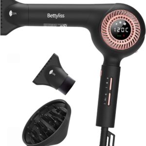 Professional High-Speed Hair Dryer - Classic Upgrade with Modern Technology and LED Display for Hairstylists (Black)