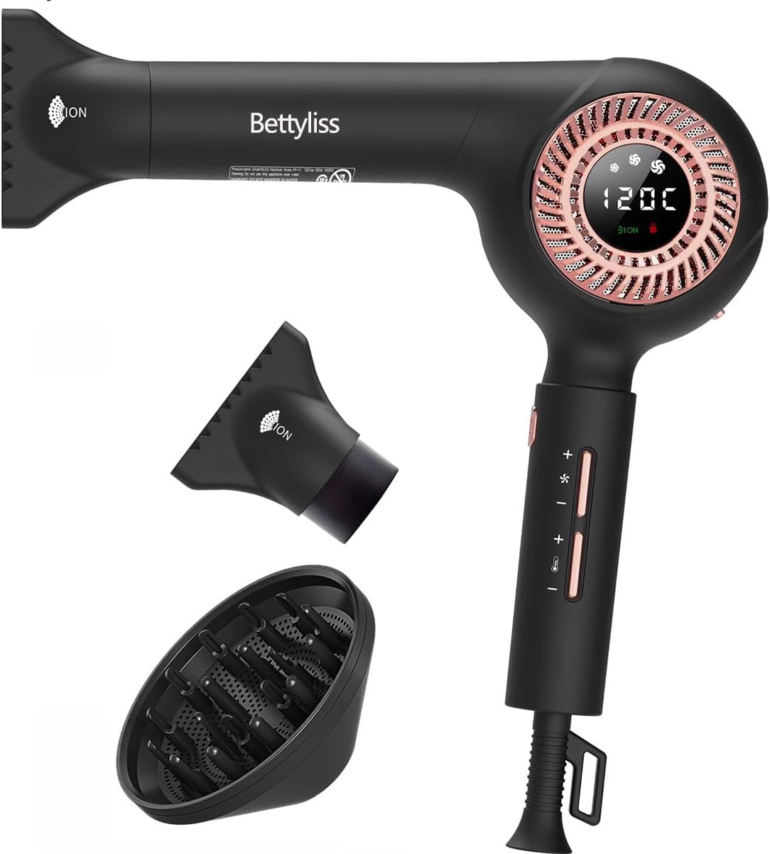 Professional High-Speed Hair Dryer - Classic Upgrade with Modern Technology and LED Display for Hairstylists (Black)